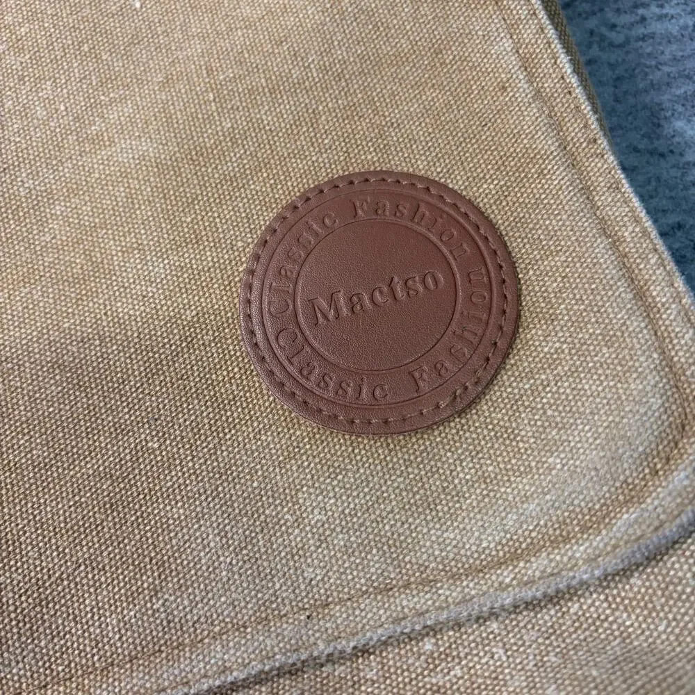 Tan Canvas Crossbody Messenger Bag